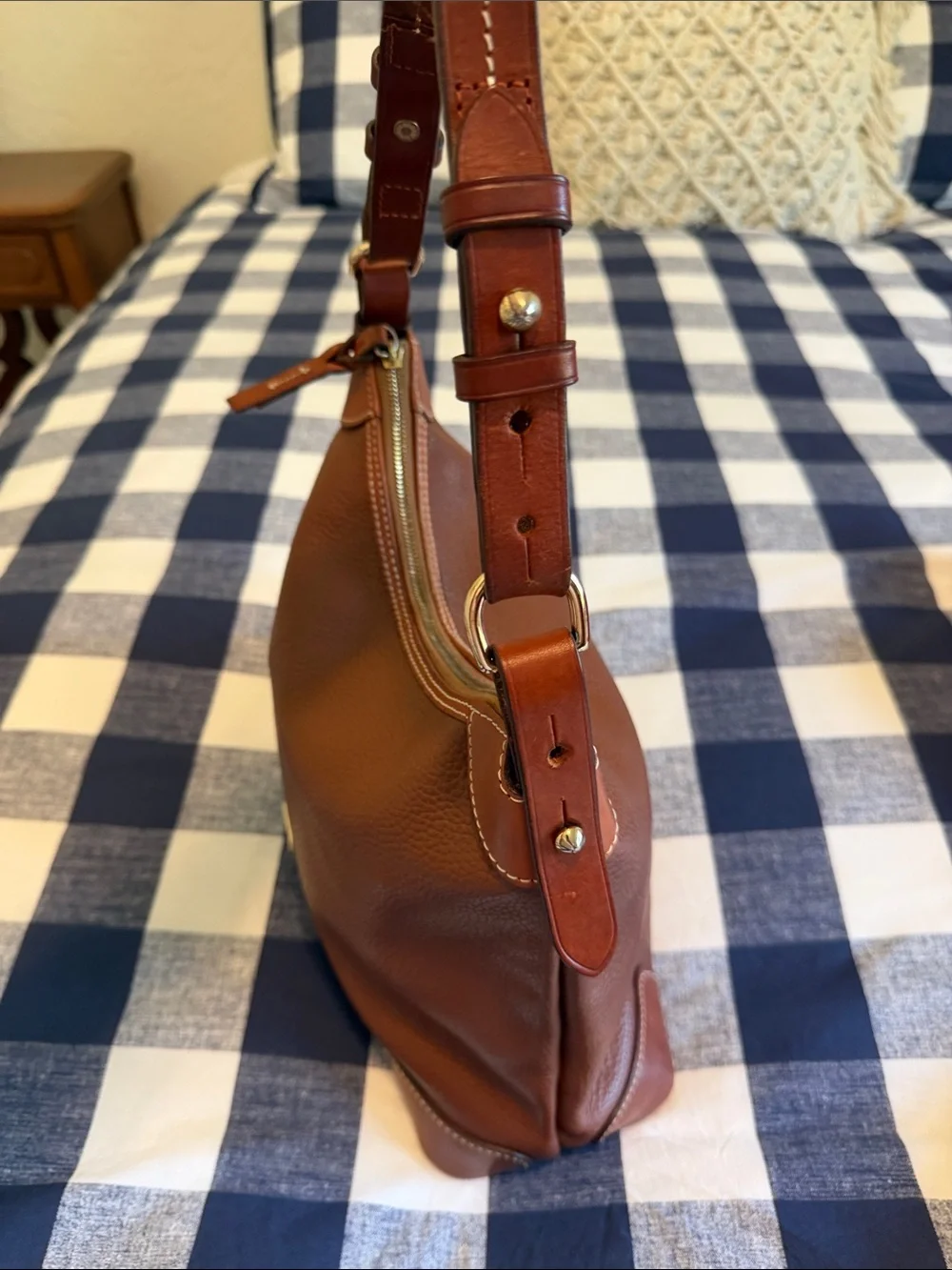 Dooney & Bourke Brown Pebbled Leather Shoulder Hobo - Picture 4 of 6